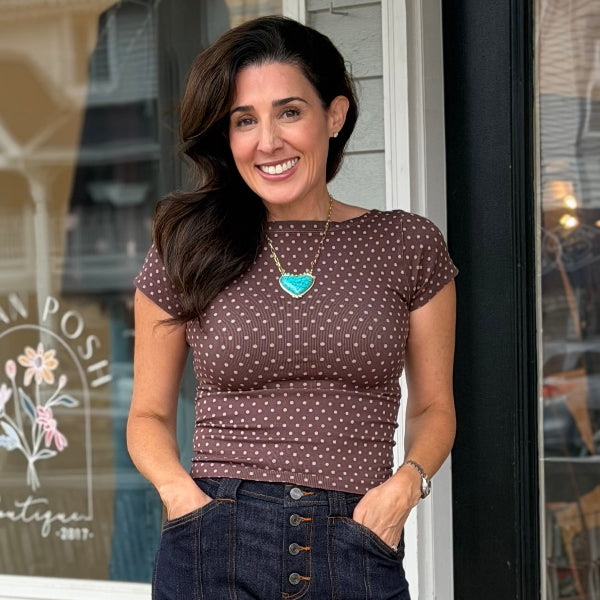 One size stretch polka dot top