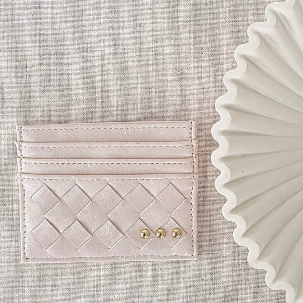 Mariah Woven Small Card Holder Wallet-CREAM