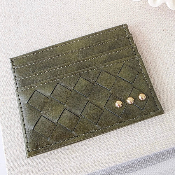 Mariah Woven Small Card Holder Wallet-OLIVE