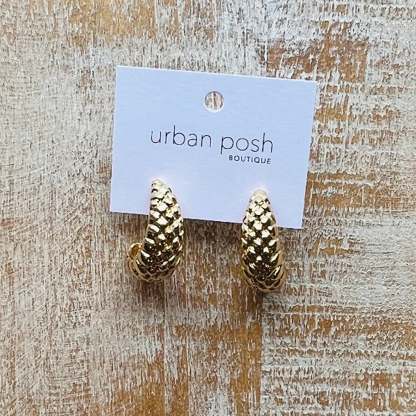 Honeycomb Gold Earrings
