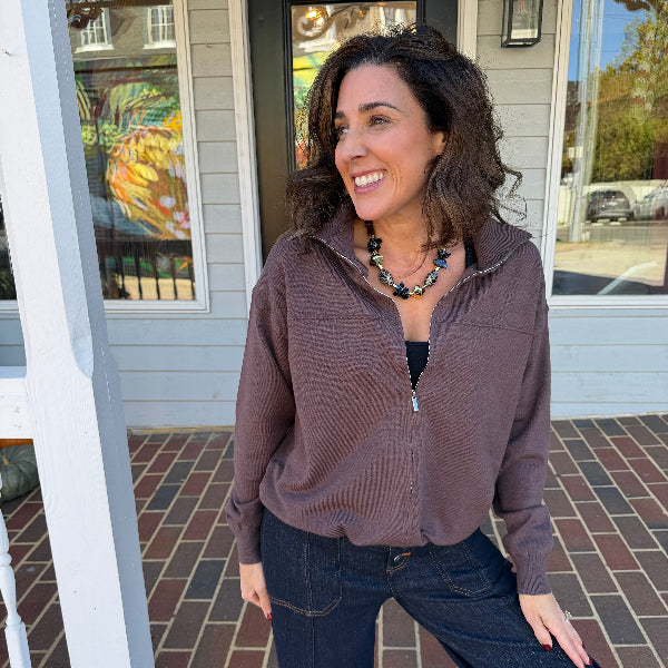 Mock Neck Full Zip Jacket