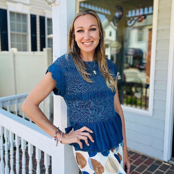 The Denim Shirred Top
