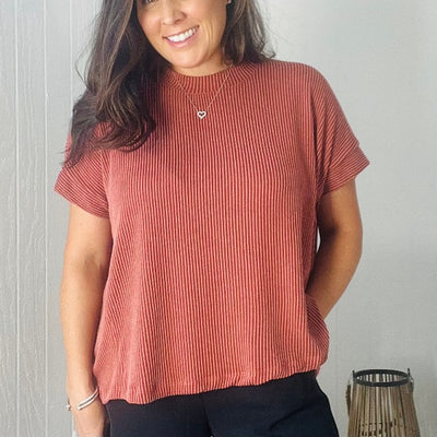 Ribbed Short Sleeve Top