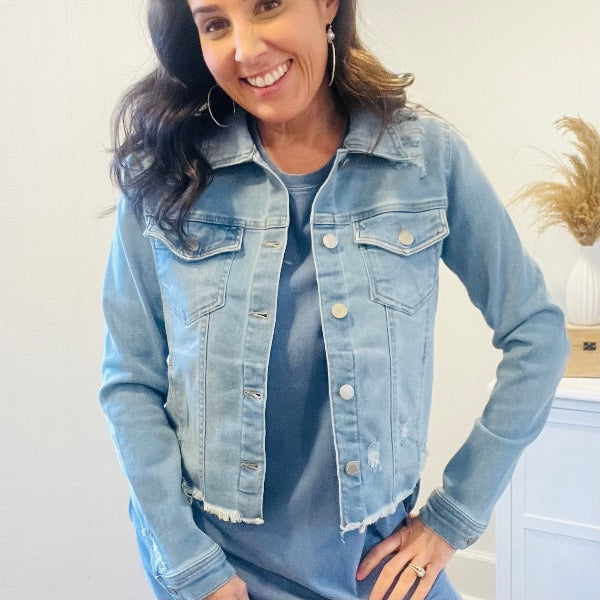 Risen Raw Hem Denim Jacket