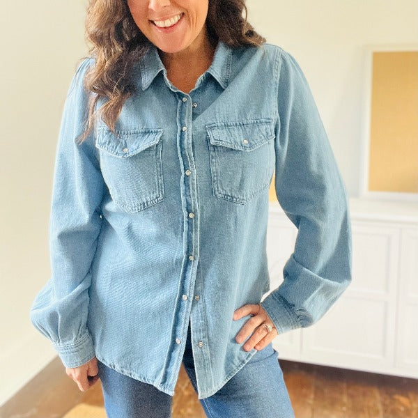 Shirring Shirley Denim Top