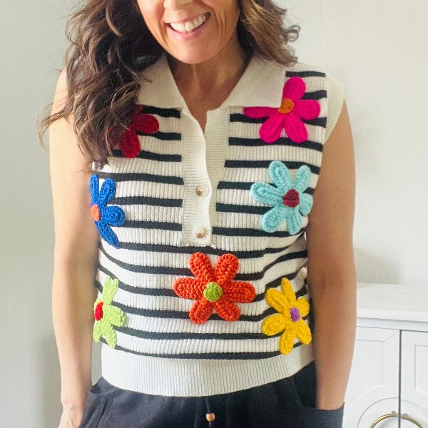 Stripey Flower Sweater Vest
