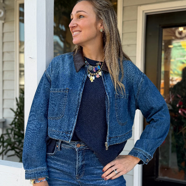 Brown Collar Denim Jacket
