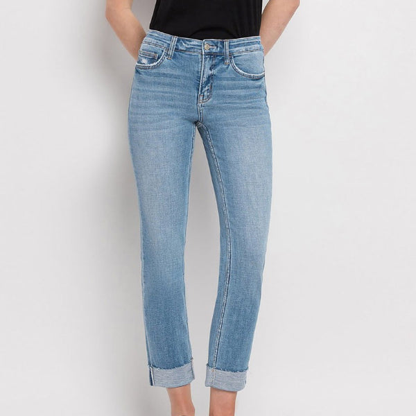 Mid-rise Cuffed Crop Slim