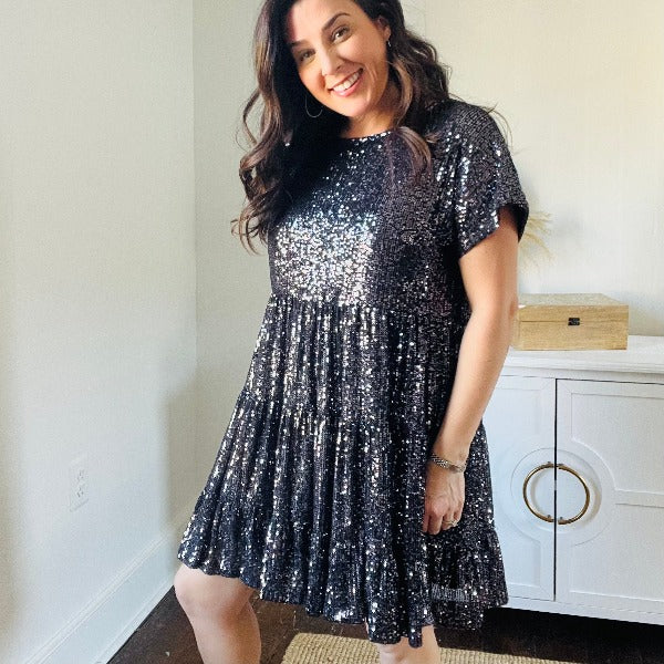 Sequin Tiered Dress
