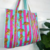 Handmade Block Printed Tiger Tote Bag