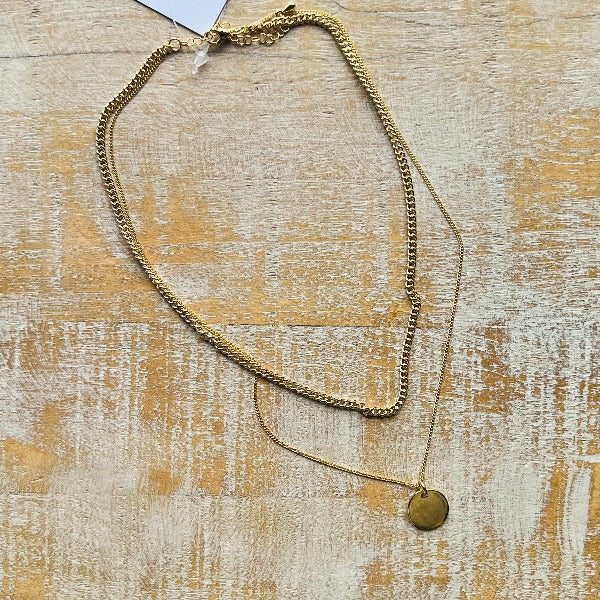 Flat Coin Layered Necklace