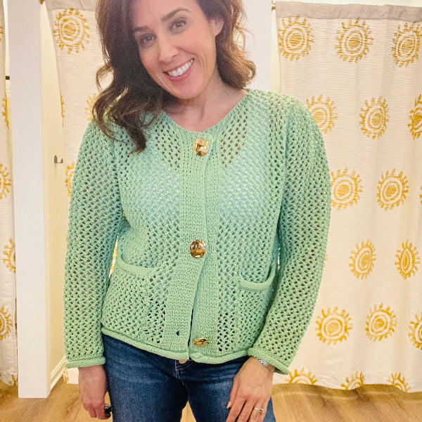 Sage Button Cardigan
