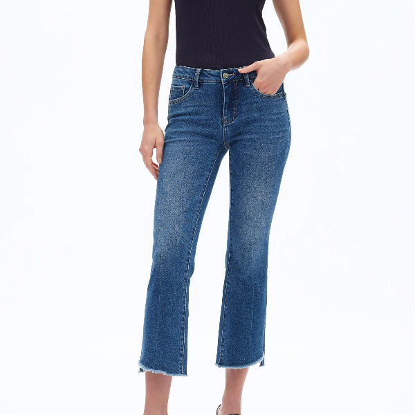 Mid Rise Stepped Frayed Hem