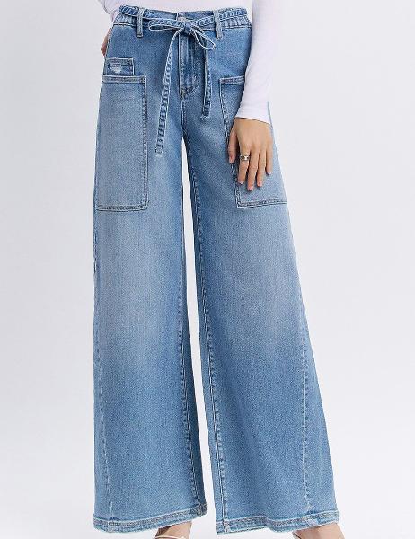 Bow Waist Wide Leg Jeans