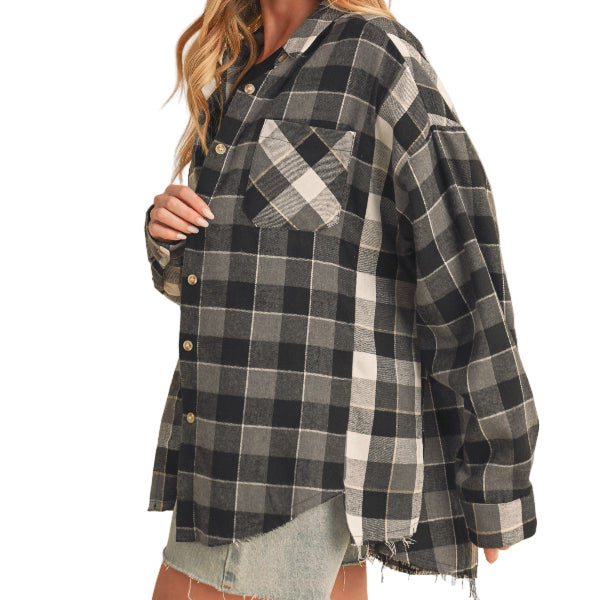 Fair Flannel Shirt-BLACK/WHITE