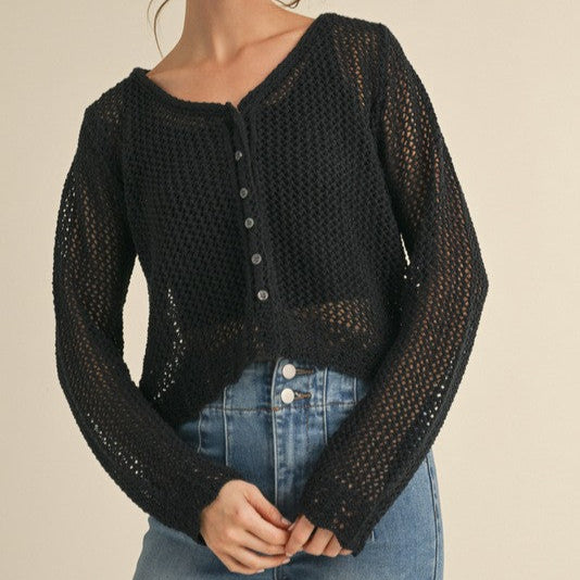 Crochet Day Cardigan-Black