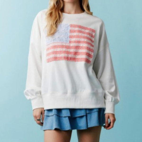 America Sweatshirt Lace & Bow Detail