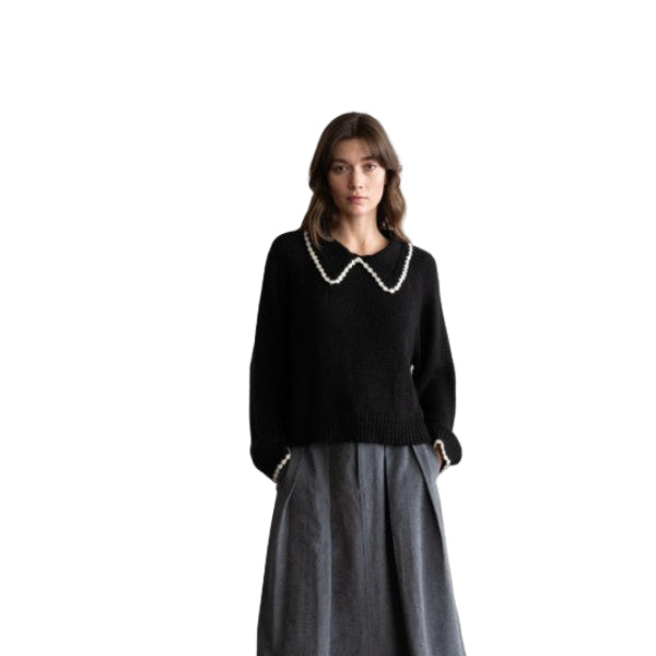 Gilded Collar Knit Top