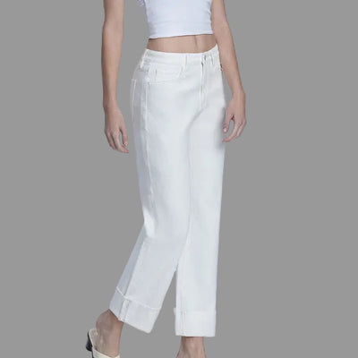 High Rise Cuffed Ankle Slim