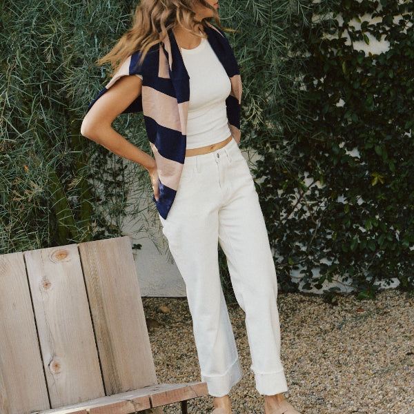 High Rise Cuffed Ankle Slim