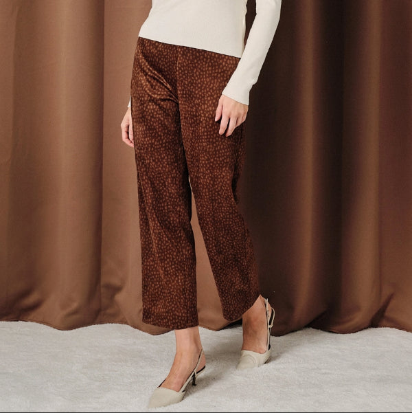 Deer print faux suede pant