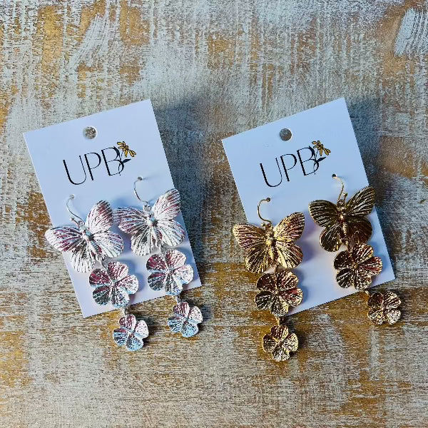 Butterfly Flowers Drop Earrings