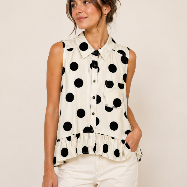 Polka Dot Flutter Top
