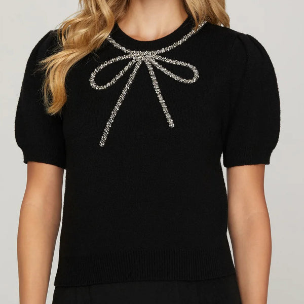 Twinkle Bow Knit Top