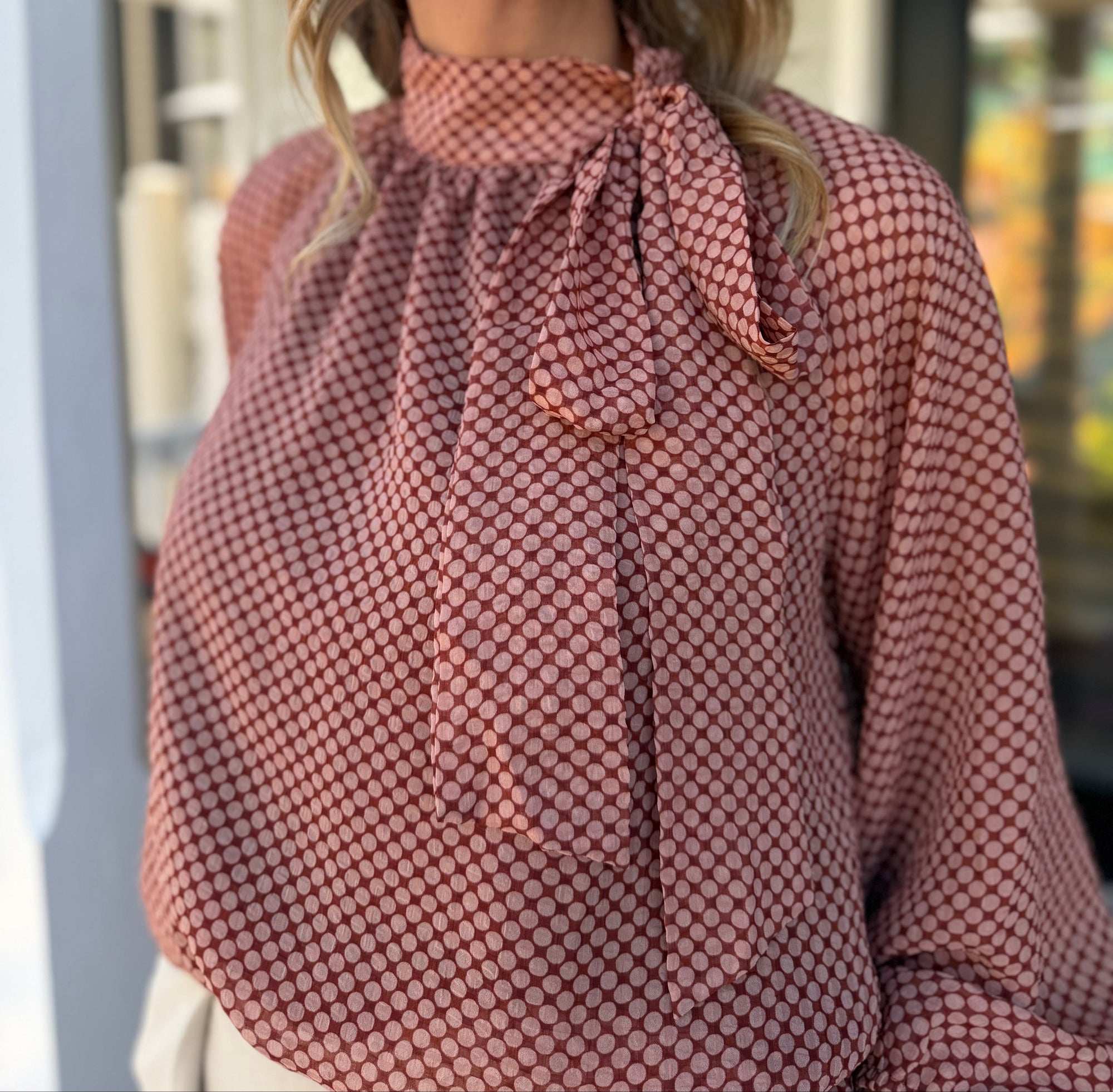 Dot Tie Neck Top