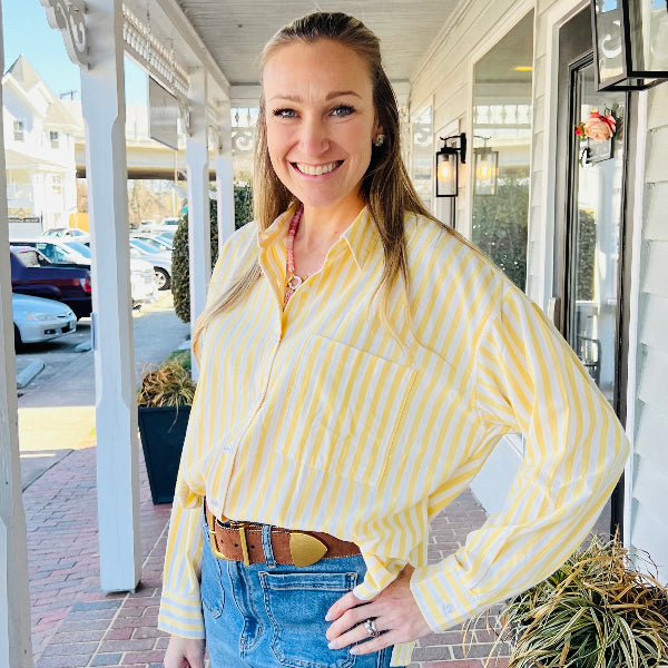 Stripes & Lemon Button Down