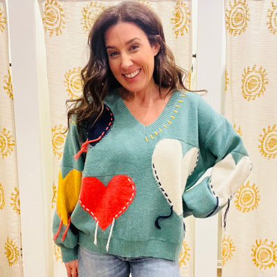 Mixed Heart Sweater