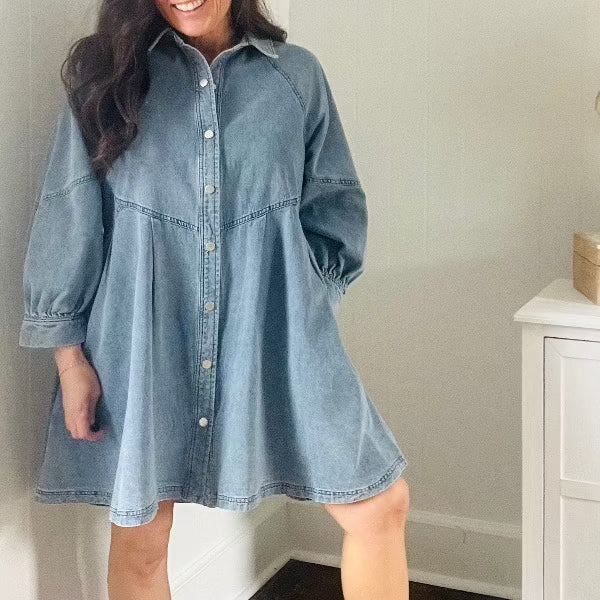 Detailed Denim Dress