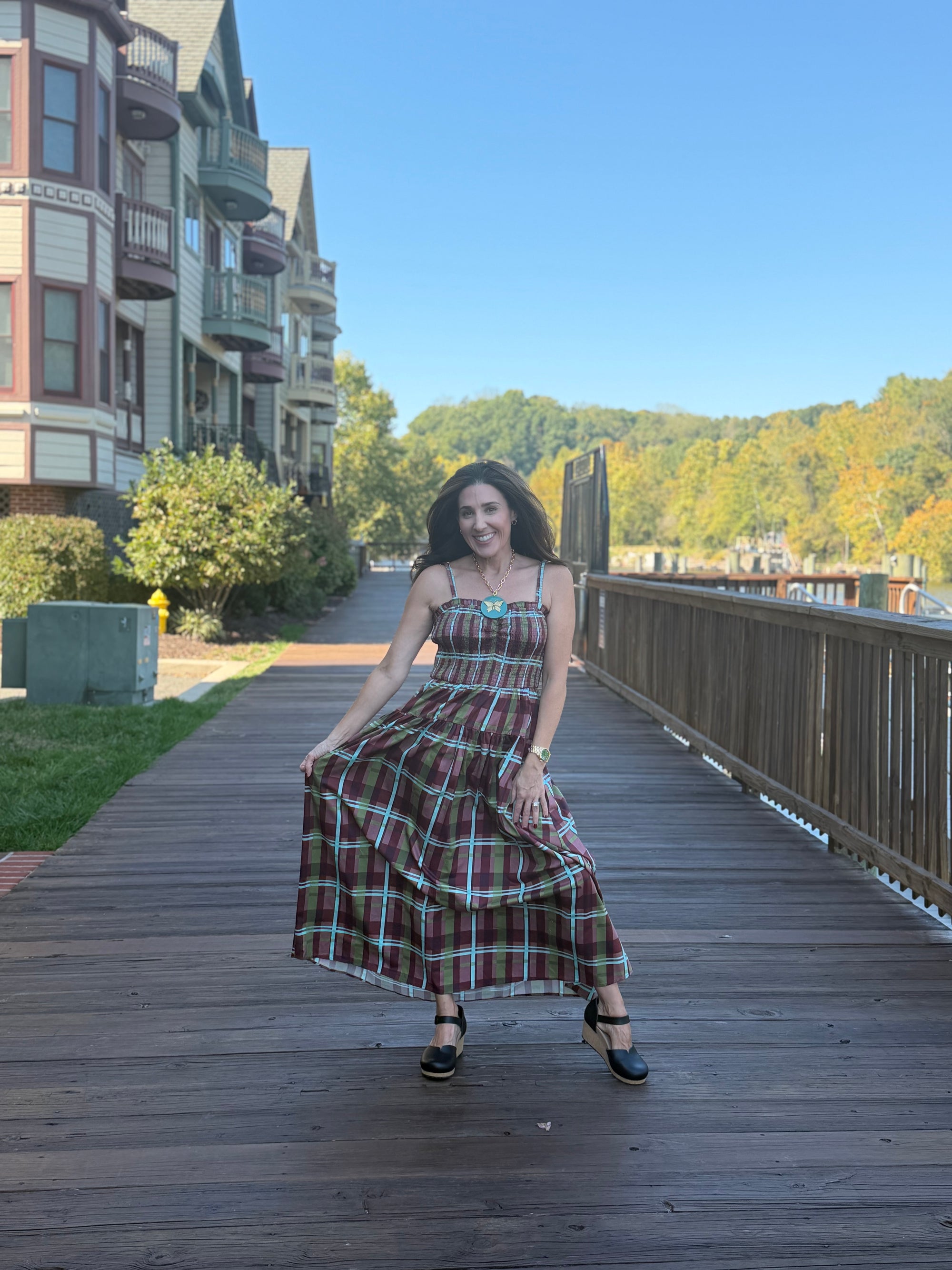 Vintage Plaid Maxi Dress