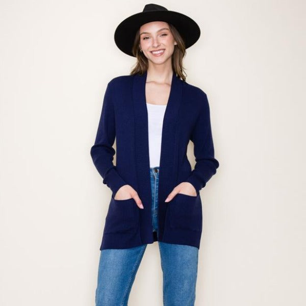 Navy Open Cardigan