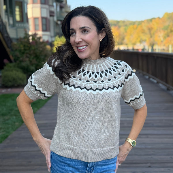 Short Sleeve Fair Isle Sweater
