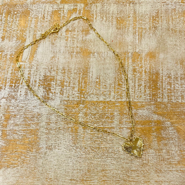 Gold Dipped Shining Heart Pendant Necklace