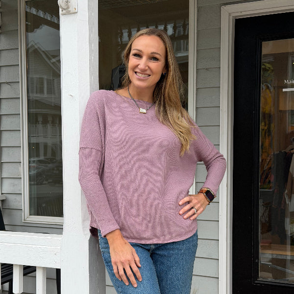 Free People-Latte Blues Thermal  Top
