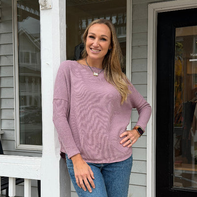 Free People-Latte Blues Thermal  Top