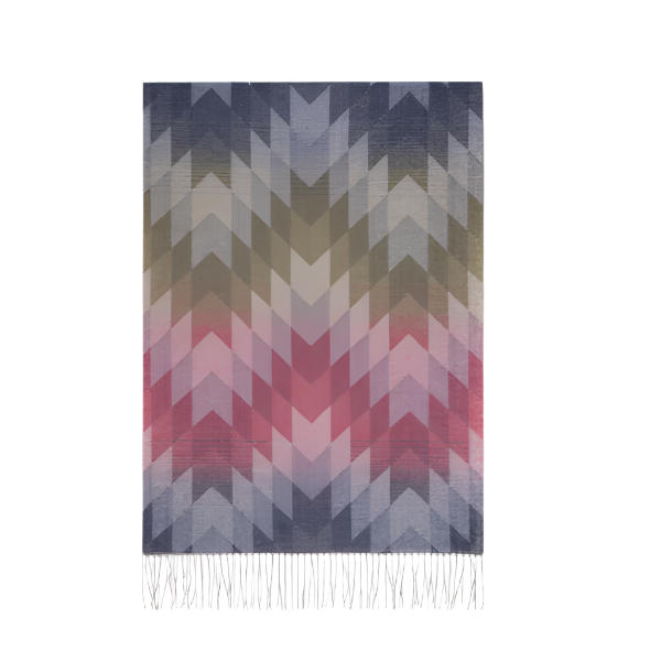 Gradient Chevron Scarf with Fringe