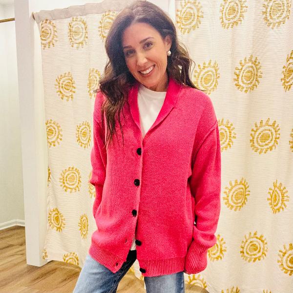 Hot Pink Open Cardigan