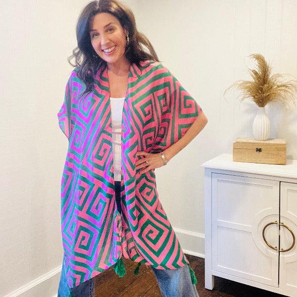Geometric Print Kimono