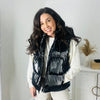 Shiny Black Puffer Vest