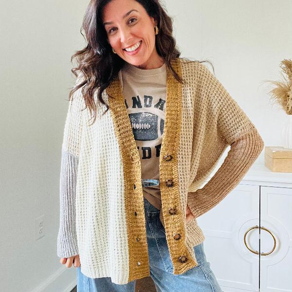 Neutral Colorblock Cardigan