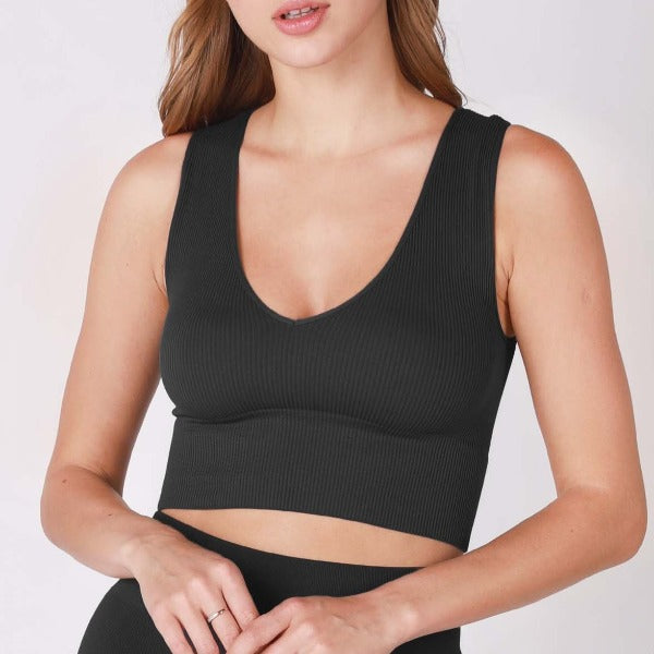 NB Rib Plunging V-Neck Crop Top