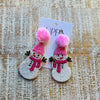 Pink Snowman Earrings