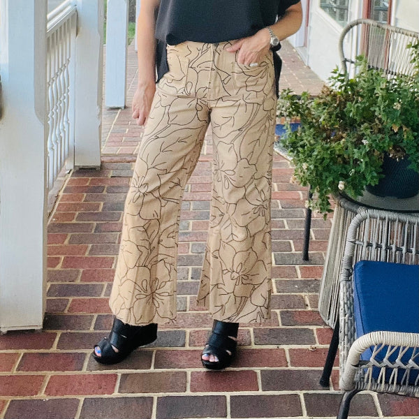 Abstract Bloom Wide Leg Jean