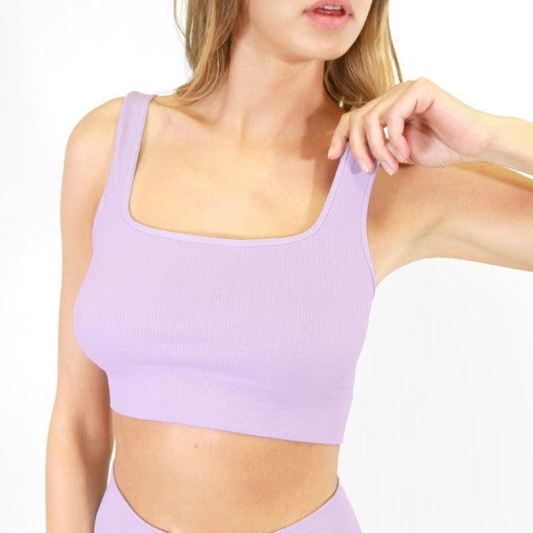 NB Ribbed Square Neck Crop Top