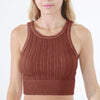 NB Cable Knit Highneck Crop Top