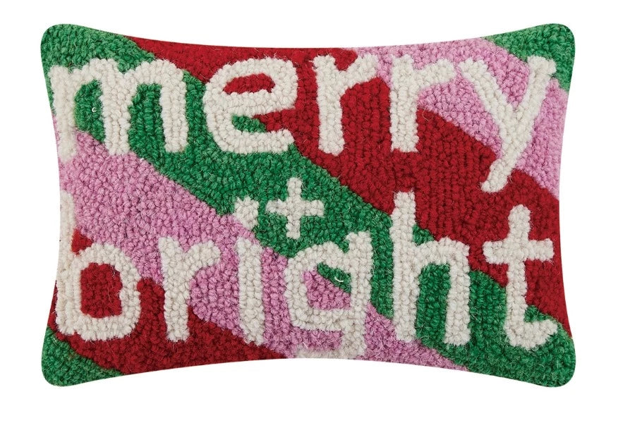 Merry and Bright Rainbow Hook Pillow