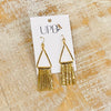 Hammered Triangle Bar Fringe Dangle Earrings